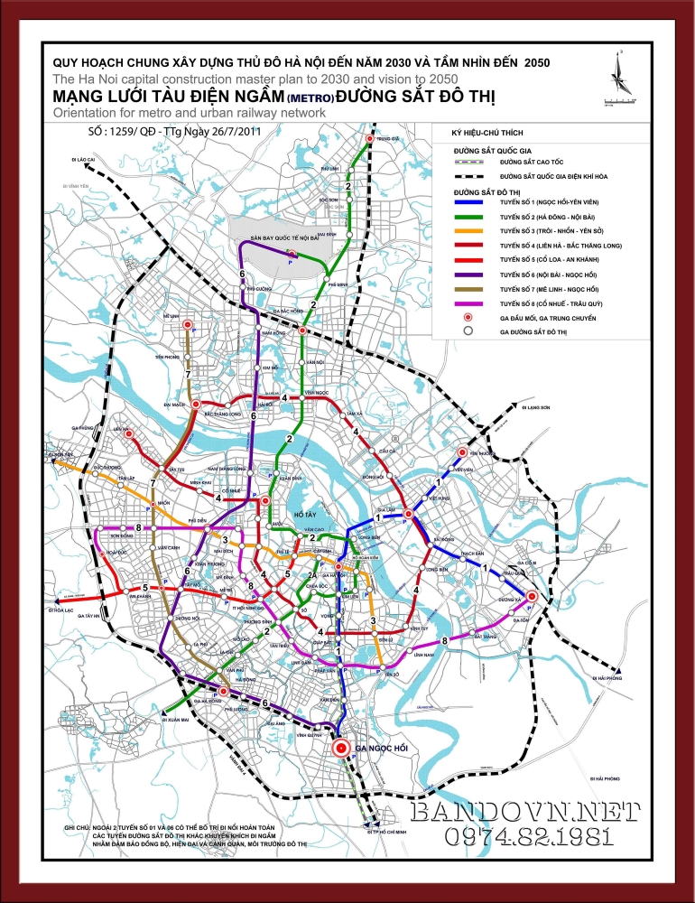 Bản đồ QH đường sắt đô thị HN